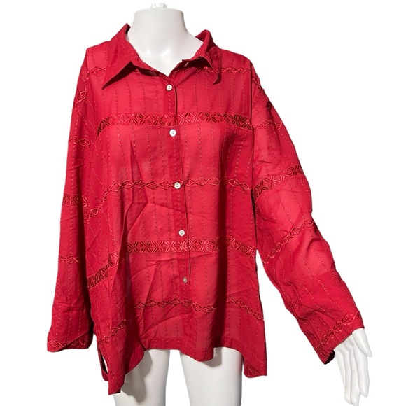 Blair NWOT's - Womens Embroidered Button Up Top Sz. 3XL - Picture 1 of 6